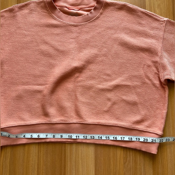 Aerie Ribbed Crewneck Sweatshirt Pink Textured Pullover Size SP - Picture 6 of 13